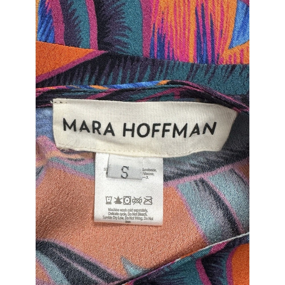 Mara Hoffman Herbarium Swing Dress Persimmon Abstract Print Long Sleeve Sz  S - Picture 15 of 16